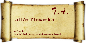 Talián Alexandra névjegykártya